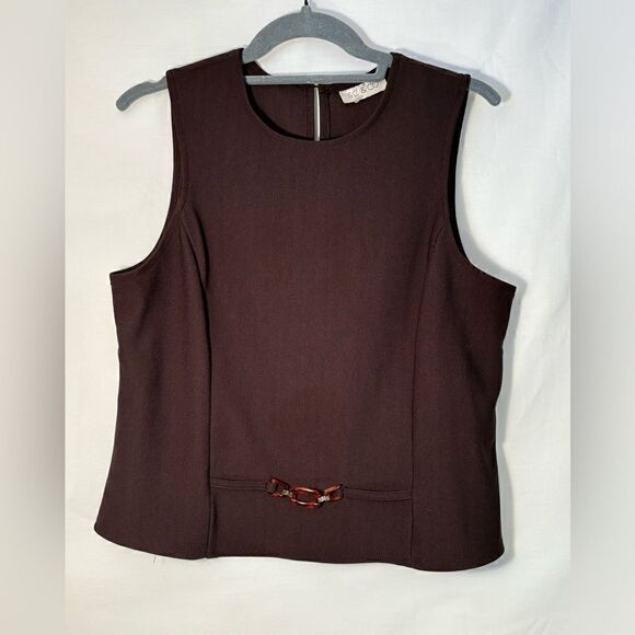 SC & CO Vintage brown faux belt tank top Size 12 - Picture 1 of 6